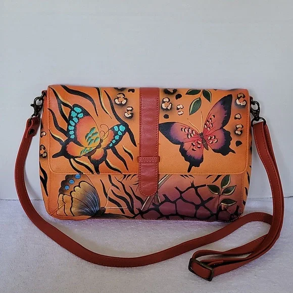 Anuschka hand painted leather medium flap messenger - Picture 1 of 16